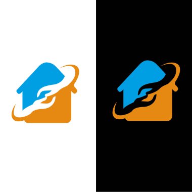 El bakımı vakfı sosyal bakım vektör ikonu yardım sembolü tasarım şablonu olan ev logosu