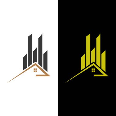 Müteahhitlik logosu ve emlak inşaat kuleleri ve vinçler