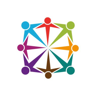 Logo ekip çalışması insanları vektörü kucakladı.