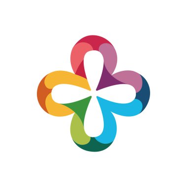 Renkli çiçek eğrisi merkezileştirilmiş bağlantı stok çizimi logosu tasarımı