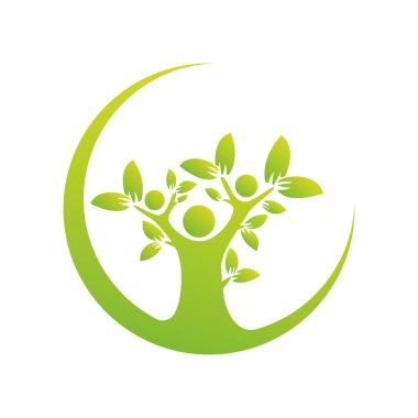 Ağaç insanları logosu basit yaratıcı ikon vektör illüstrasyonu Aile ağacı logo şablonu taşıyıcısı