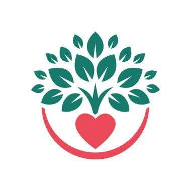 İçinde ağaç olan bir kalp. Aşk ağacı ikonu çizimi.