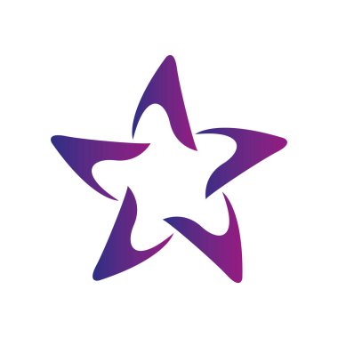 Hafifçe bükülmüş yıldızı imzala. Logo Soyut yıldız logosu tasarım şablonu elementleri için yıldız elementi