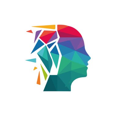 Renkli insan beyni zeka logosu tasarımının bir sembolüdür.