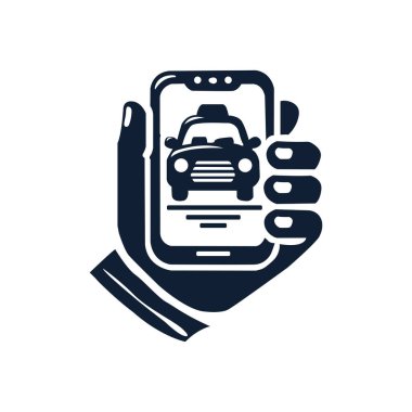Eller telefonu veya Taksi Simgesi vektör taksi taksi servisi ikonu vektör tasarımı araba kiralama sembolü simgesi izole edildi