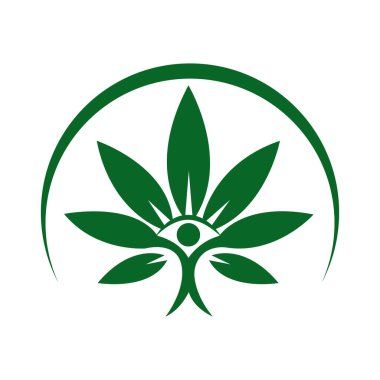 İnsan Yaprakları kenevir logosu tasarımı konsept vektör sanatı ve illüstrasyon