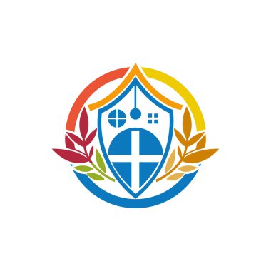 Etrafı yapraklarla çevrili, koruma logosunu sembolize eden bir kalkan, Dini Markalar İçin Eşsiz Semboller Tasarlıyor