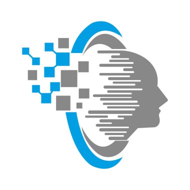 baş teknik logo şablonu Dijital baş logo şablonu premium vektörü.