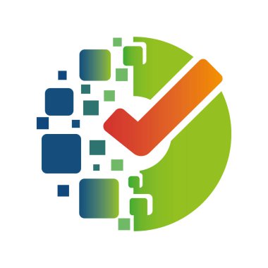 Soru işareti logo vektör sembolü, düz çizgi film renk balonu konuşmaları ve telefon ortamında doğrulama hizmeti yöntemi kavramına sahip Vektör illüstrasyon simgesini işaretle