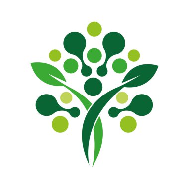 Ağaç logosu ile Atom sembolü medya iletişim bilgi simgesi simgesi tasarımı