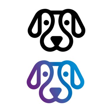 Köpek yüz simgesi tasarımı beyaz arkaplanda izole edildi Tee Screen Yazdırma Konsepti Logosu