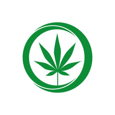Kozmetik tıbbi veya eczacılık endüstrisi için antika tarzlı yeşil çember esrar veya marihuana ikonu logosu Kenevir Yaprak Mührü Yuvarlak