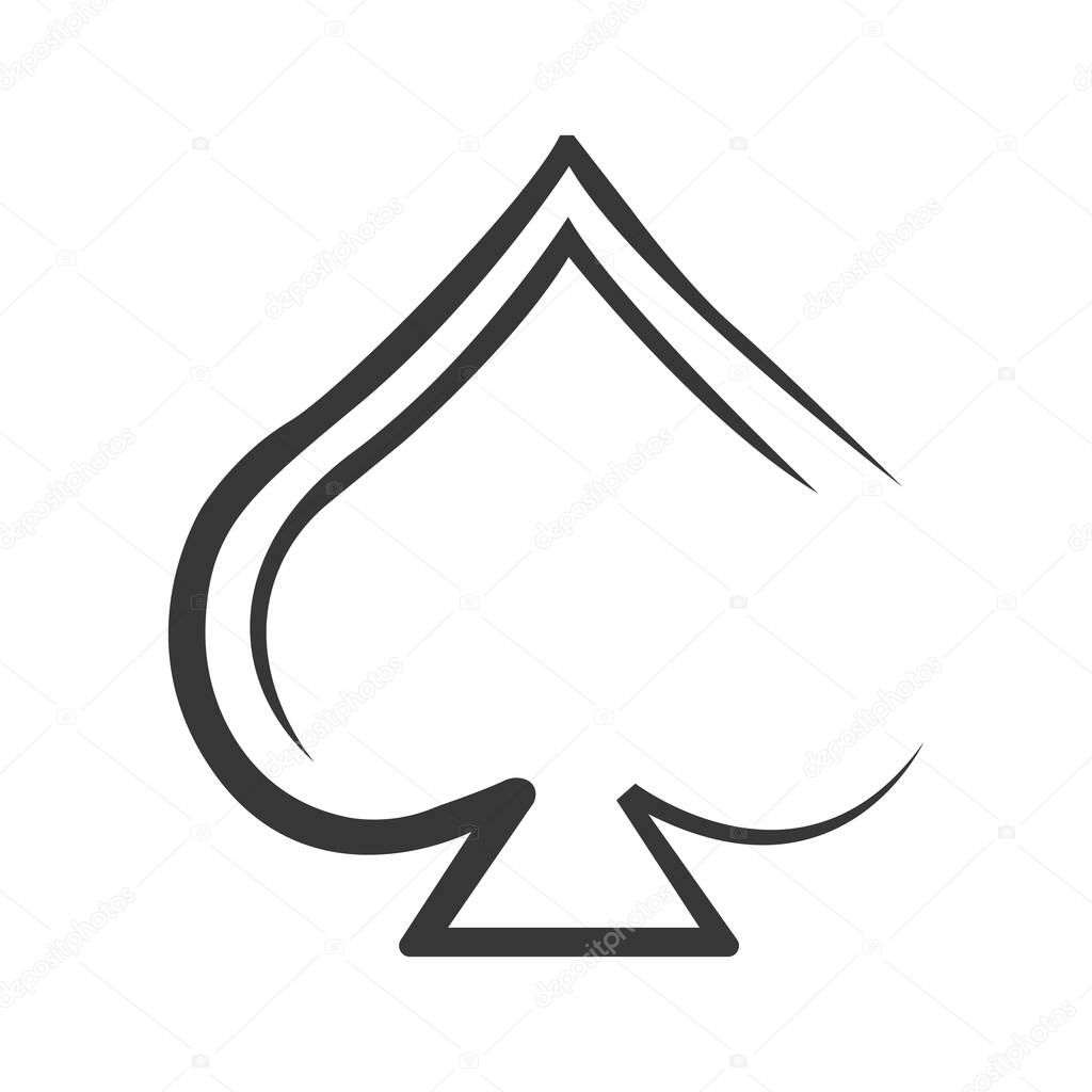 Spade of Poker Card Icon Vector Logo Template Illustration Design Vector A black and white spade symbol