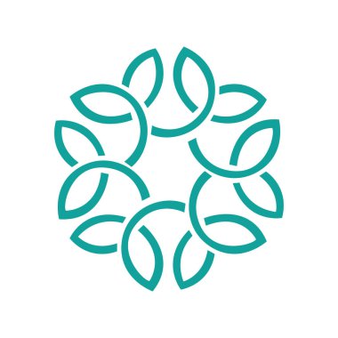 İnsanlar birlikte yuvarlak yaprak soyut teknoloji zarif logo tasarımı