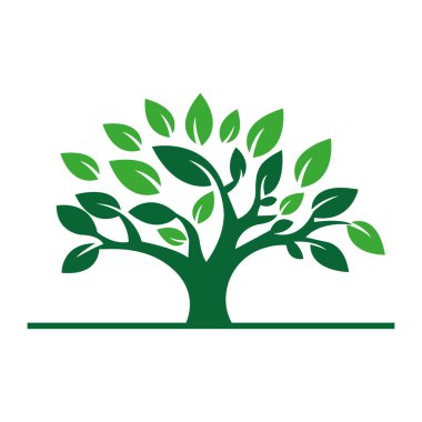 Çevresel Markalaşma için Yeşil Ağaç Logosu Tasarım Vektörü İllüstrasyonu
