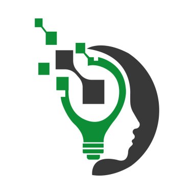 Doğa Fizyoterapi ampulü şekilli logo ikonu insan yüzü ve ampul simgesi logosu tasarımı