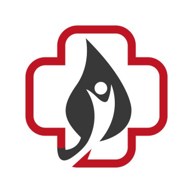 Yaprak Adam Logo Şablonu, Simge Vektörü, Kan Bağışçıları.