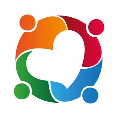 Arkadaşlık Ekibi İnsanları, Destek Grubu, Kalp Vektörü Logosu Tasarımı veya simgesi