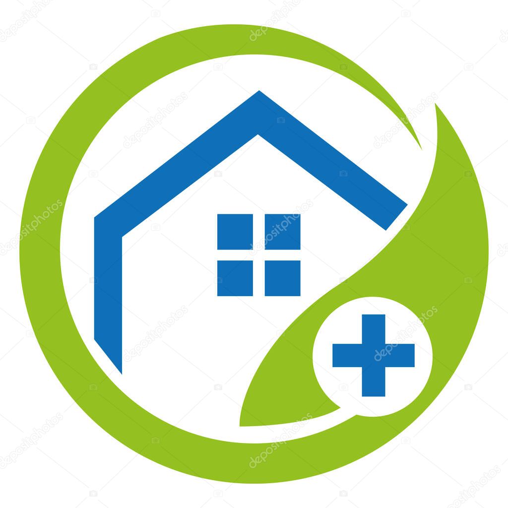 Leaf and green house logo template new plus leaf icon Design