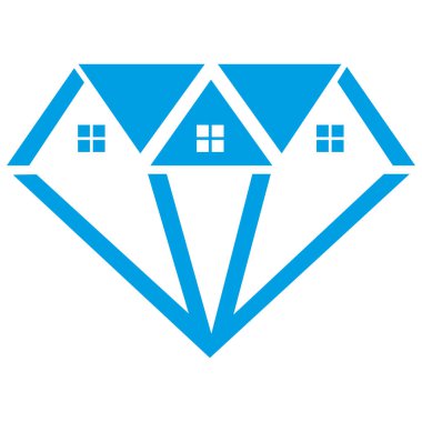 Emlak vektör simgesi için ev ve elmas logosu