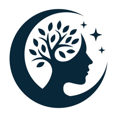 Refah logosu tasarımı konsepti İnsan Modern Kafa ağaç logosu vektörü.