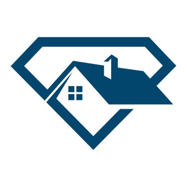 Elmas Ev Özelliği ve İnşaat Logosu Tasarım Vektörü