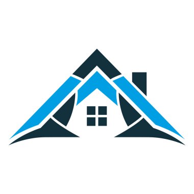 Emlak, İnşaat veya Mülk İşletmeleri Modern Çatı ve Ev Silueti Logosu Tasarımı.