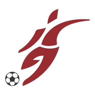 Spor Takımı, Turnuva veya Atletik Eğitim Vektörü Simgesi için Koşan Futbolcu Silueti Logosu