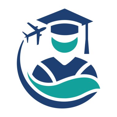 Yurtdışında ya da Çevrimiçi Öğrenme vektörü şablonuyla Küresel Eğitim Logosu