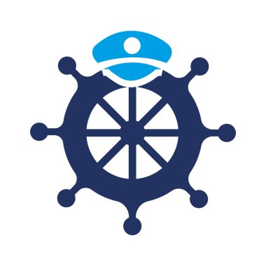 Gemi tekeri logosu tasarım vektörü simgesi