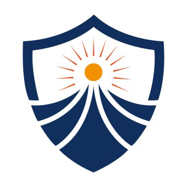 Eğitim ve Güvenlik Markalaştırma simge vektörü şablonu için Kalkan Güneş Işığı Logosu Tasarımı