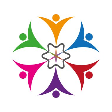 Soyut Renkli Birlik İnsanları Simge Vektörü Logo Tasarım Şablonu