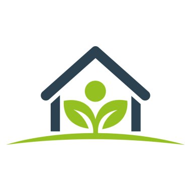 Ev Yaprağı Büyümesi Eko Emlak Logosu Tasarım Vektör Şablonu Simgesi Simgesi