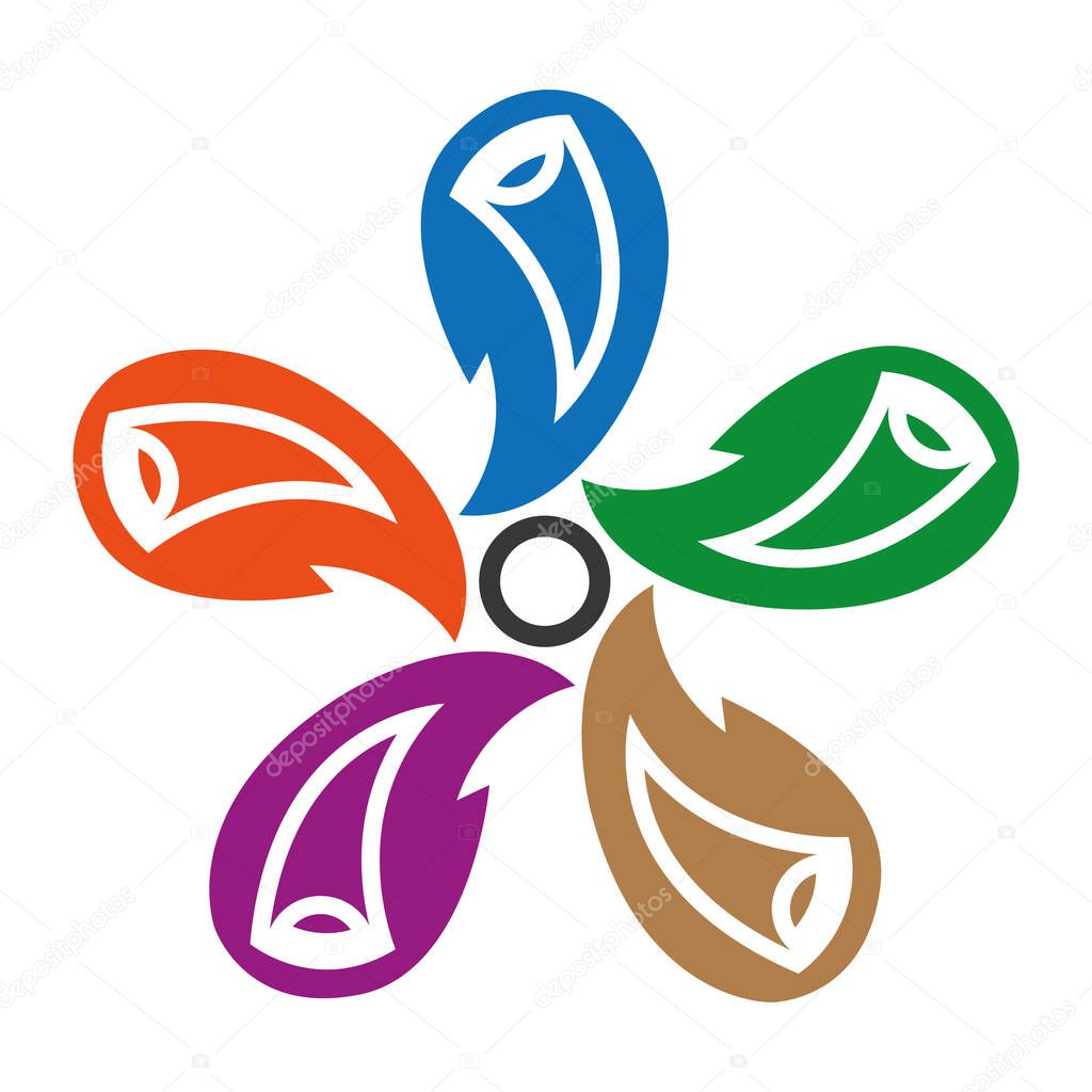 Colorful Petal Flower Logo Design Creative Floral Shape Icon Vector Template