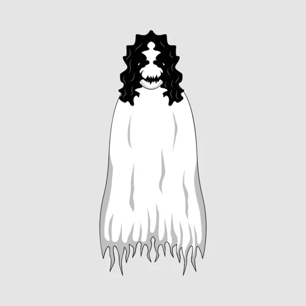 Ilustración Señora Blanca Personaje Dibujos Animados Fantasma — Archivo Imágenes Vectoriales