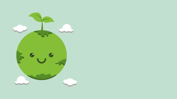 呼吸绿色地球动画适合去绿色内容和地球日活动 — 图库视频影像