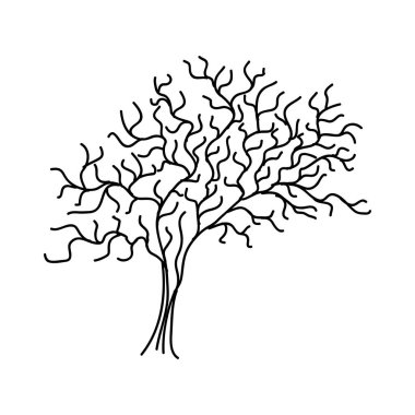 El çizimi Ağaç Taslağı, Ağaç Çizgisi Sanat Siyah ve Beyaz Çizim, bir ağaç ana hatının siyah ve beyaz çizimi, dallarının ve yapraklarının basit ama zarif detaylarını gözler önüne seriyor..