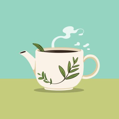 Biberiye ve limonotlu minimalist bitki çayı fincanı.