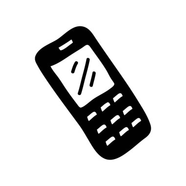 Hand-Drawn Mobile Icon - Black & White Outline for a Clean, Minimalist Design clipart