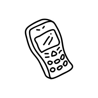 Hand-Drawn Mobile Icon - Black & White Outline for a Clean, Minimalist Design clipart