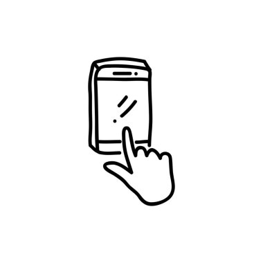 Hand-Drawn Mobile Icon - Black & White Outline for a Clean, Minimalist Design clipart