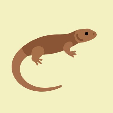 Uzun Kuyruklu Şirin Kahverengi Kertenkele Tarafı Minimum Düz Hayvan Tasarımı