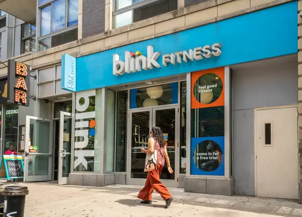 Stock image New York NY USA-August 12, 2024 A branch of the Blink Fitness chain of gyms in the New York neighborhood of Chelsea