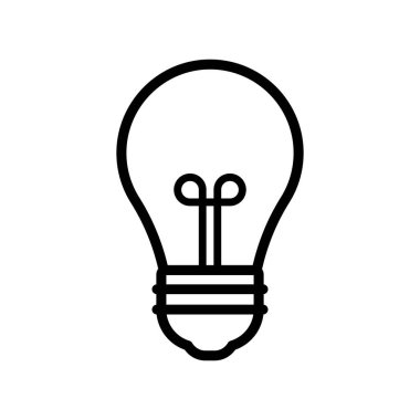 İş ve Yaratıcı İnovasyon için Siyah Çizgi Ampul Simgesi fikir vektör çizimi web ve kullanıcı arayüzü için şeffaf arkaplanda izole edildi
