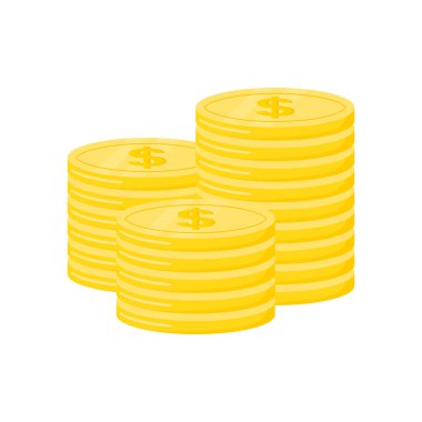 USD Dolar para yığını, şeffaf arkaplanda izole edilmiş iş ve finans unsurları için vektör illüstrasyonu