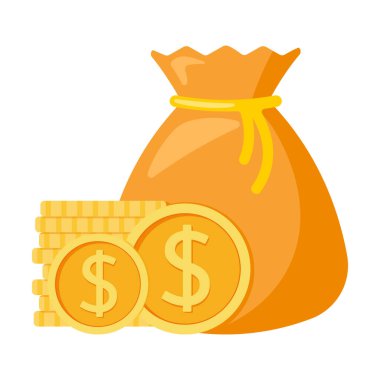 Dolar sikke ikonu nakit para, faiz oranı, iş ve finans, yatırım, mali çözüm, ön ödeme ve peşinat konsepti getirisi. Çizgi film biçimi