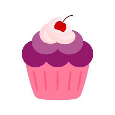 Çizgi filmlerdeki gibi tatlı, düz, tatlı, tatlı, tatlı, atıştırmalık yemek vektör klipsi, şeffaf arka planda izole edilmiş sanat illüstrasyonu.