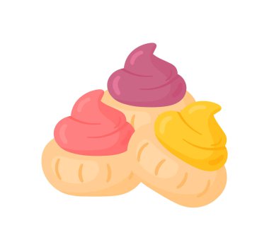 Geleneksel Rose Gem Bisküvisi Abur cubur Kurabiyeleri Çizimi. Çizgi film vektör çizimi şeffaf arkaplanda izole edildi