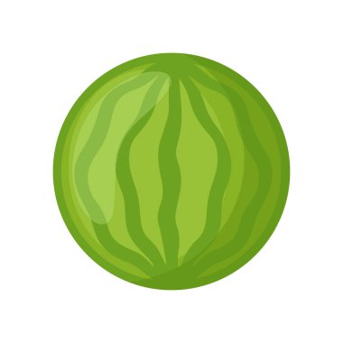 Şeffaf arkaplanda izole edilmiş şirin çizgi film vektör illüstrasyonunda taze karpuz meyve ikonu sanatı