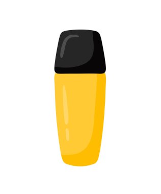 Okul kırtasiye aracı illüstrasyonu için el çizimi sarı fosforlu kalem işareti şirin çizgi film